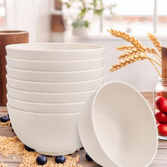 Rubtlamp 24 OZ Unbreakable Wheat Straw Bowls, 8 Piece - Picture 1 of 10